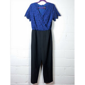 Cenia New York Women's Size 12 Mixed Media Embroidered Lace & Crepe Jumpsuit NWT